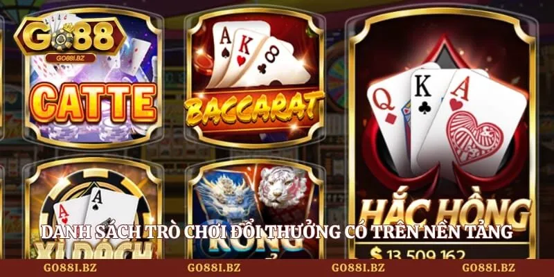 Danh sách trò chơi đổi thưởng có trên nền tảng game bài