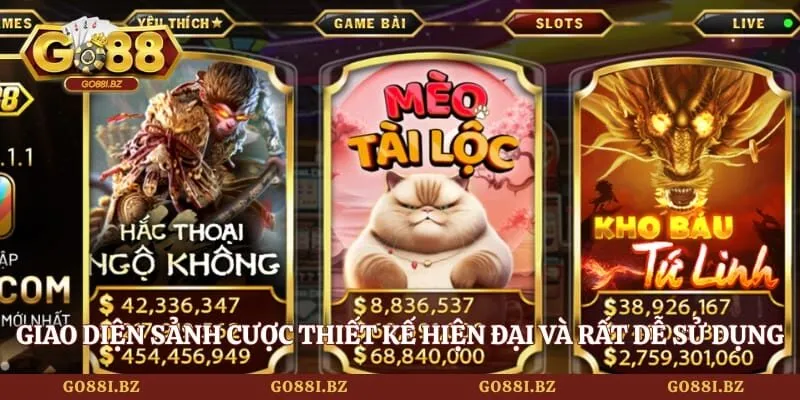 Giao diện sảnh cược thiết kế hiện đại và rất dễ sử dụng