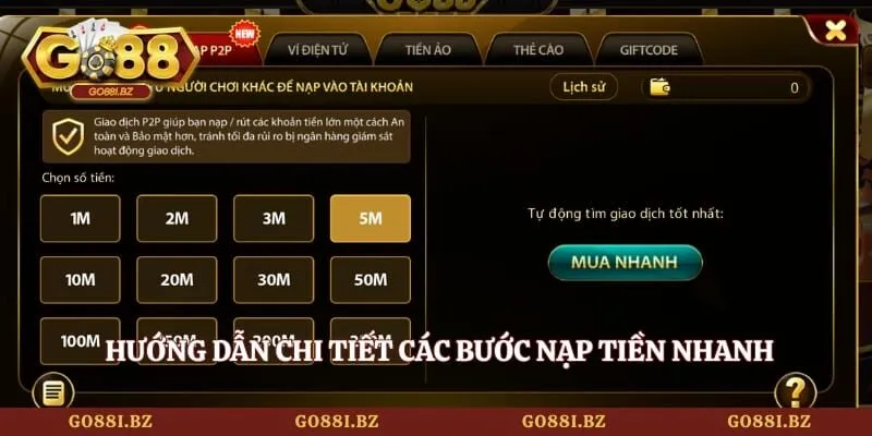 Nạp Tiền GO88 - Hướng Dẫn Tân Thủ Gửi Vốn Nhanh Chóng 3 Go88 Hướng dẫn chi tiết các bước nạp tiền nhanh tại cổng game